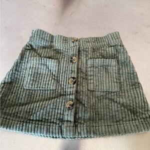 Green Corduroy Button-Up Skirt